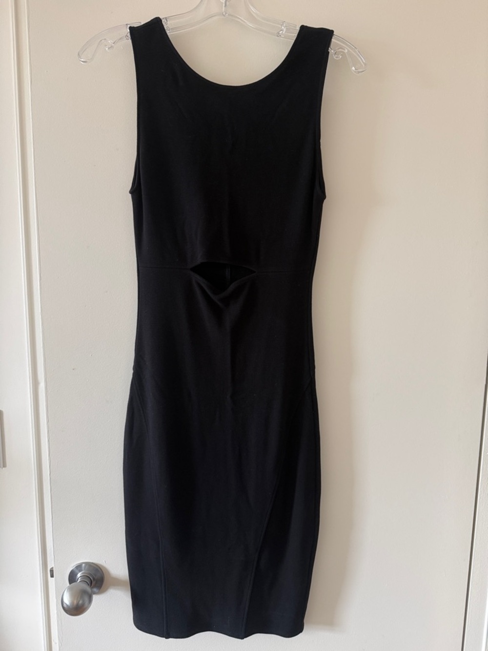 Helmut Lang Black Sleeveless Midi Dress with Front Cutout